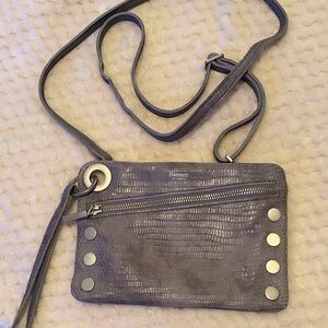 Hammitt Textured Gray Crossbody Bag with Silver Accents
